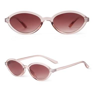 Imagem de VFDHN Óculos de sol retrô oval com armação, feminino, masculino, fashion, pequeno, leve, chá, uv400, feminino (6)