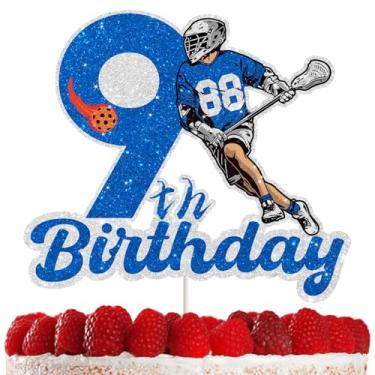 Imagem de Decoração de topo de bolo de hóquei para crianças hóquei festa de aniversário dupla face brilhante cartolina ideal para crianças de 9 anos decorações de festa de hóquei perfeito para celebrar jovens