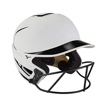 Imagem de Mizuno Capacete de softbol F6 Youth Fastpitch com máscara, branco-preto, tamanho único juvenil