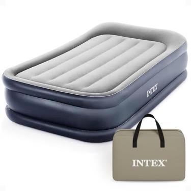 Imagem de Intex 64131ED Almofada Dura-Beam Plus Deluxe: Fiber-Tech – Tamanho solteiro – Bomba elétrica embutida – Altura da cama de 42 cm – Capacidade de peso de 136 kg
