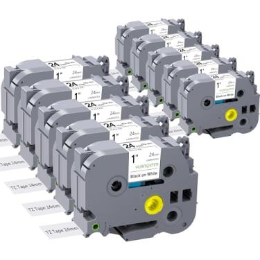 Imagem de YUANQIMM 10PK Fita de etiqueta de substituição de 24 mm para Brother Label Maker Tape TZe251 TZ-251 24 mm 0,94 branco laminado TZe-251 Brother PTouch PT-D600 PT-D610BT PT-P710BT PT-P700 PTP750W