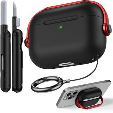 Imagem de Wowwat Capa para Airpods Pro 3, capas com trava de segurança para Apple Airpod Pro 3 (2025) com kit de limpeza, proteção contra quedas Air pods Pro3, capa para homens e mulheres com chaveiro, preto +