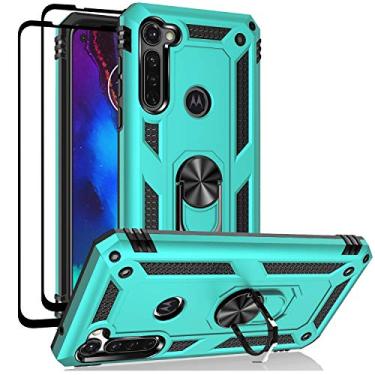 Imagem de Androgate Capa para Moto G Stylus (2020), Moto G Pro (2020), com protetores de tela de vidro temperado, suporte de anel para carro, capa à prova de choque para Motorola Moto G Stylus/Pro, verde