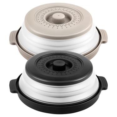 Imagem de Capa para respingos de micro-ondas e tapete de silicone, capa de respingos de micro-ondas dobrável ventilada para alimentos, capa de prato, escorredor de frutas vegetais multifuncional utensílio de