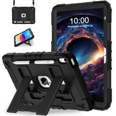 Imagem de WESOROL Capa para iPad A16 11ª geração 11 polegadas (2025) iPad 10.9 polegadas (2022), capa infantil i Pad A16 de grau militar à prova de choque com alça de ombro, preta