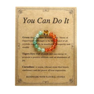 Imagem de QRH Anéis elásticos de cristal para mulheres, ansiedade, alívio de estresse, humor, pedras naturais, anel elástico com contas de cristal espiritual, proteção empática, joias presentes, Pedra, Sem