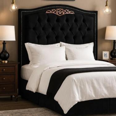Imagem de Cabeceira Kate Para Cama Box King 1,95 Veludo Bz Home Decor, Preto