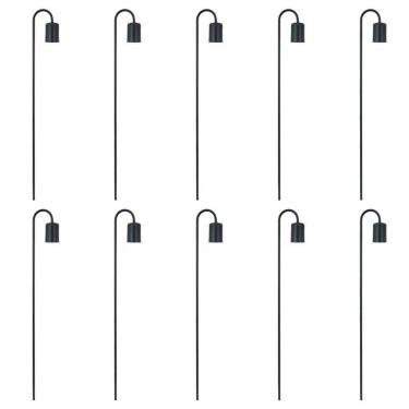 Imagem de Kit 10 Luminária Balizador Jardim Spot Curvo Gu10 Preto 75Cm