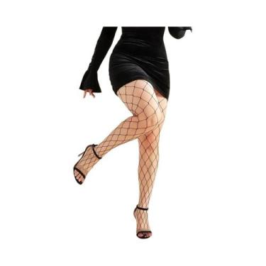 Imagem de Meia-calça Feminina De Cintura Alta, Longa, Sexy, Vazada, Em Rede, Pre