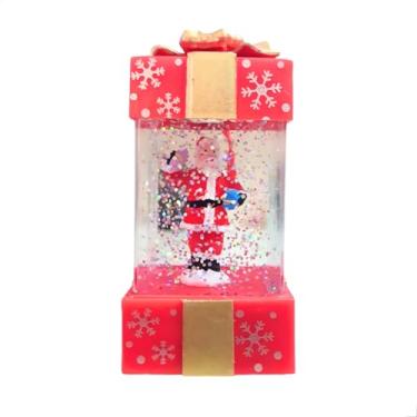 Imagem de Enfeite de Natal - Luminária Natal Presente -Papai Noel LED Decorativa com Glitter – Luz Mágica para Mesa e Árvore de Natal