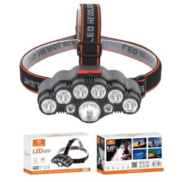 Imagem de Lanterna de Cabeça LED, Recarregável USB, Luz Potente Tripla, Botão 4 Modos de Iluminação, Ajustável Para Corridas Ciclismo, Acampamento, Trilha, Mecânica Pesca, Trabalhos Noturnos - Leve e Não Cai