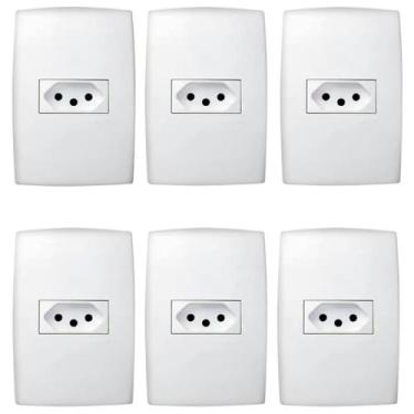 Imagem de Kit Com 6 Conjuntos Tomada Simples 10a 4x2 Pial Plus