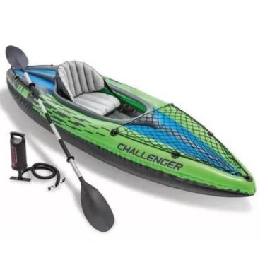 Imagem de Caiaque inflável intex k1 challenger c/ remos e bomba de inflar, Verde