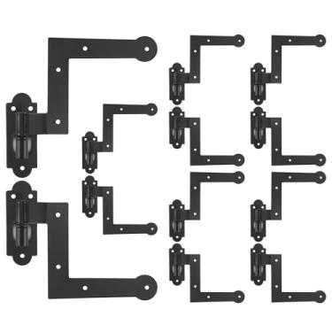 Imagem de Moxweyeni Dobradiça de persiana de aço, estilo colonial, construção nova, veneziana de ferro forjado, preto, dobradiças reversíveis para janela de porta de tijolo de madeira resistente (pacote com 4