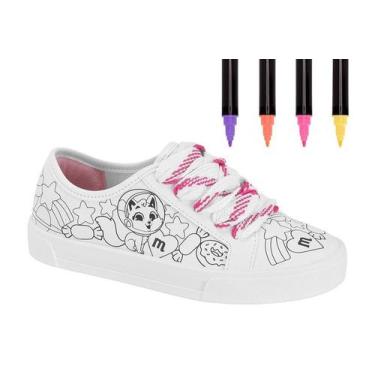 Imagem de Tenis Molekinha Para Colorir Com Canetinhas, Branco, 31