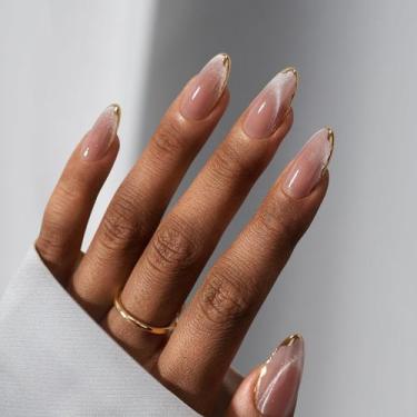 Imagem de Press On Nails Bartbox Knightshield Almond Cat Eye Design - BTArtbox