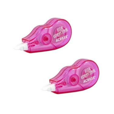Imagem de Fita Corretiva Acrilex com 3m Rosa Kit com 2 unidades