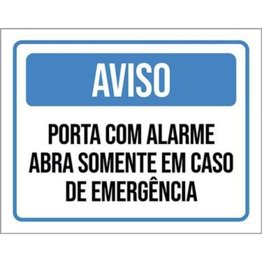 Imagem de Kit 5 Placa Porta Alarme Abre Somente Emergência36X46