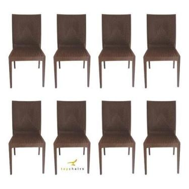Imagem de Kit oito cadeiras rattan marrom - Top Chairs