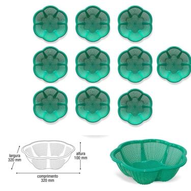 Imagem de Kit 10 Cesto Fruteira De Centro De Mesa Cor Verde Plástico