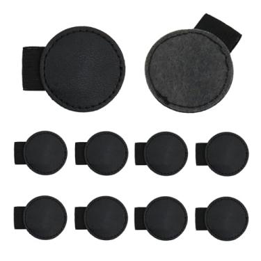 Imagem de T Tulead 10 peças de porta-canetas de couro PU suporte redondo adesivo lápis elástico preto