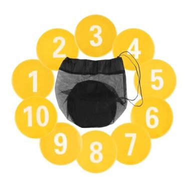 Imagem de UGPLM 10 marcadores de piso numerados, almofadas de marcação de treinamento, equipamentos de exercício, marcadores de disco plano para atividades esportivas, Amarelo