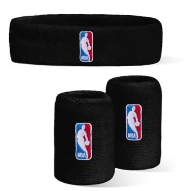 Imagem de For Bare Feet Faixa de cabeça e pulseira NBA Classic LOGOMAN pacote com 3 preto OSFM