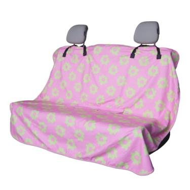 Imagem de Zinytrae Capa protetora de banco traseiro para cães e crianças, capa universal impermeável para banco traseiro para carro, caminhão, van e SUV, capas de carro laváveis na máquina (flor rosa, 1 peça de