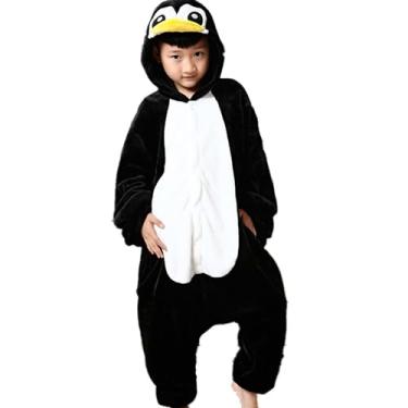 Imagem de Pijama infantil macacão de animal fantasia cosplay para meninos meninas criança pinguim, Penguin, S(for height = 40-45 in)