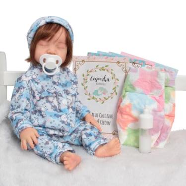 Imagem de Boneca Bebê Reborn Fio a Fio Realista Lívia Pijama Unicórnio