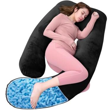 Imagem de Travesseiro corporal de espuma viscoelástica desfiada, travesseiros de gravidez para dormir, travesseiro de maternidade para mulheres grávidas, enchimento de espuma viscoelástica em forma de U com