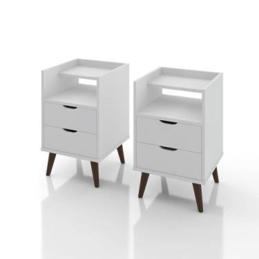 Imagem de Kit Mesa De Cabeceira Decor Com Duas Gavetas Um Nicho E Pés Palitos - 