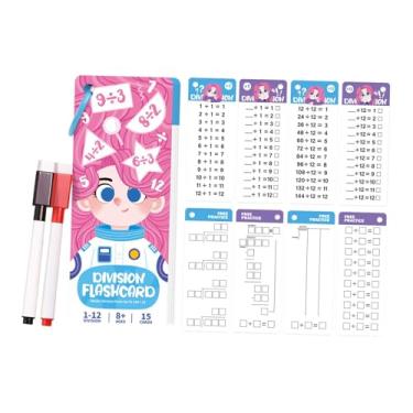 Imagem de menolana Cartões de matemática para crianças Cartões de matemática com canetas de apagamento a seco Brinquedos educativos portáteis compactos de apagamento a, Divisão