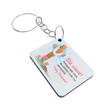 Imagem de Kit 100 Chaveiros de Páscoa Presente Especial Mdf - R9, ELE VIVE