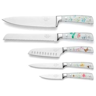 Imagem de Conjunto de Facas Variadas e Bloco de Madeira, Mais Charme e Elegância para Sua Mesa com 6 Peças e Material de Carbono, Lenox 894804, Branco