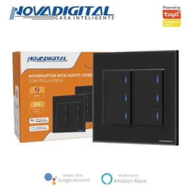 Imagem de Interruptor Inteligente Zigbee 4x4 4 Teclas Físicas Novadigital FZB4 A
