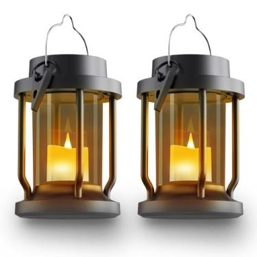Imagem de Lanterna solar Fruitshine Black Grey, pacote com 2 unidades, Flickerin