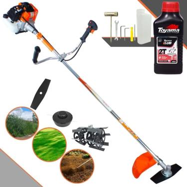 Imagem de Roçadeira Multifunções À Gasolina Vulcan VR430S 43cc 1,7HP Alta Rotação Com 2 Opções de Corte Carretel + Faca 2 Pontas + Enxada Rotativa + ÓLEO TOYAMA