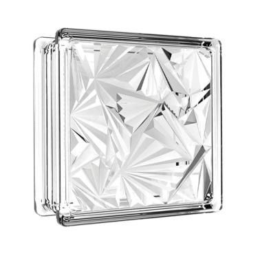 Imagem de Tijolo de Vidro 19 x 19 x 8 CM Floral Gelo Translúcido 06 Unidades Tradestar