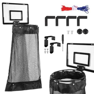 Imagem de Cesto de roupa suja de basquete, cesto de roupa suja com cesta de basquete, cesto de roupa suja com zíper, cesta de basquete removível para quarto e banheiro (preto)