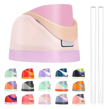 Imagem de Tampa de substituição para Owala Freesip, compatível com Owala Cup 473 ml, 680 g, 946 ml, 1,134 g, acessório de substituição e canudos, à prova de vazamento, livre de BPA (amarelo roxo claro)