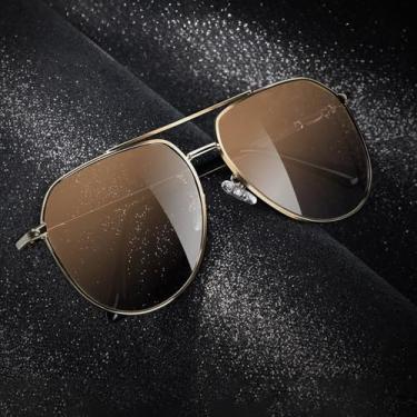Imagem de Óculos de sol aviador polarizados para homens e mulheres, óculos de sol masculino com armação de metal polarizado para dirigir e pescar, Marrom Gardient