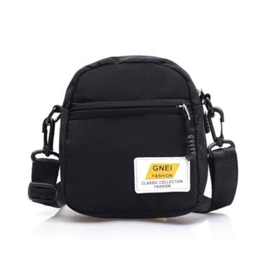 Imagem de Bolsa mensageiro simples durável de lona de ombro mini transversal feminina (preto)