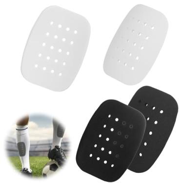 Imagem de 2 pares de caneleiras de futebol, mini caneleiras de 9 x 7 cm, protetores de perna, antiderrapante, equipamento de futebol (preto, branco)