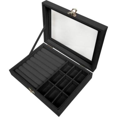 Imagem de Porta Joia Acrílico 3 Camadas Brinco Anel Compartimento caixa de armazenamento de jóias (Preto 1camada (P) / Y490-22-QA)