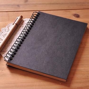 Imagem de 1pc Coil Book, Creative Vintage Kraft Paper, Simple Blank Graffiti Diary, Sketchbook (black cover&brown page)