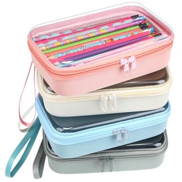 Imagem de Gaillty 4 peças, estojo rígido e transparente com zíper, estojo rígido de plástico, grande, transparente, organizador de viagem, caixas de armazenamento de brinquedos para cosméticos de escritório em