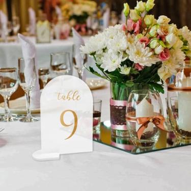 Imagem de Generic Números de mesa de casamento de 0 a 15, acrílico de 12 x 17 cm, porta-cartões de lugar, porta-fotos para centros de mesa, festas de aniversário