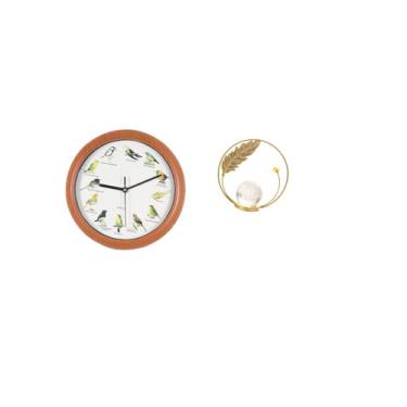 Imagem de Fenteer Relógio de Parede de Bola de Cristal com Pássaro Cantando, Escultura de Metal, Estatueta Pendurada, Decoração, Relógios de Parede Decorativos, Ornamen