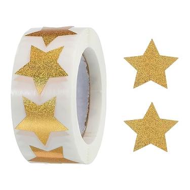 Imagem de Adesivos de estrela brilhante de 2,5 cm para anotações, cartões comemorativos, caixas de presente, 500 contagens/rolo de ouro em pó